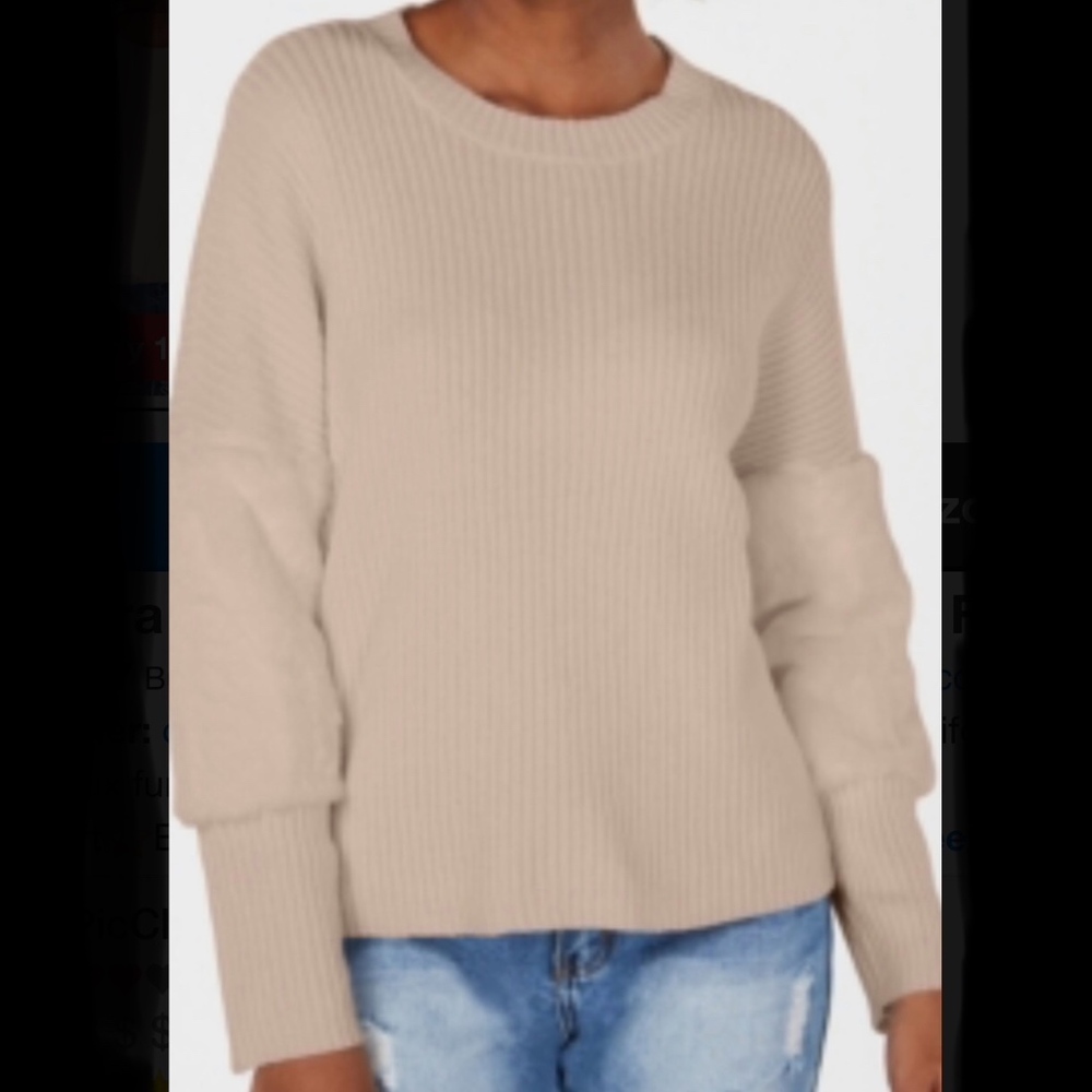 Ultra Flirt Women's Rose Tan Sweater, Size Large - Picture 2 of 7